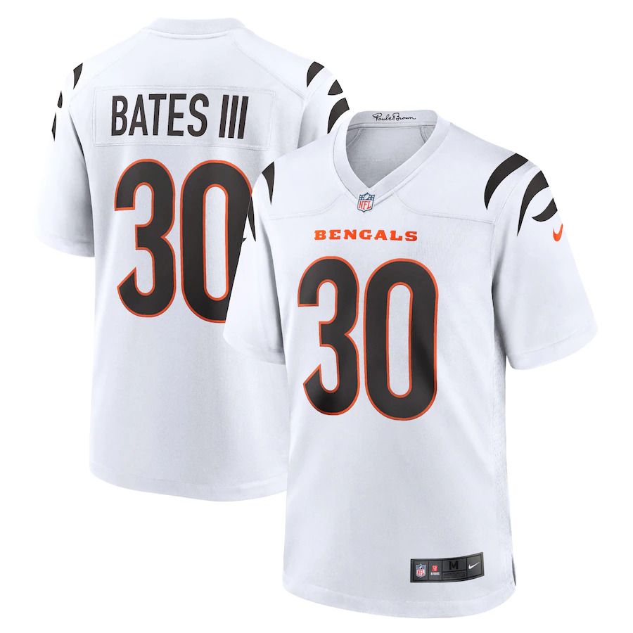 Men Cincinnati Bengals #30 Bates iii Nike White Game NFL Jersey